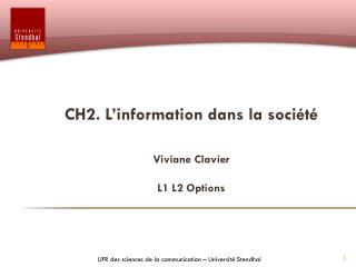 CH2. L’information dans la société Viviane Clavier L1 L2 Options