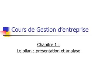 Cours de Gestion d’entreprise