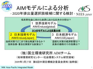 AIM モデルによる分析 - 2020 年排出量 選択肢候補に関する検討 -