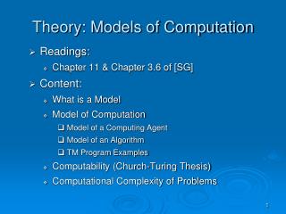 Theory: Models of Computation
