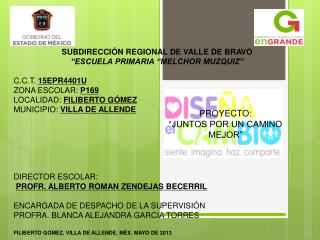 SUBDIRECCIÓN REGIONAL DE VALLE DE BRAVO “ESCUELA PRIMARIA “MELCHOR MUZQUIZ” C.C.T. 15EPR4401U