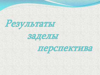 Результаты заделы перспектива