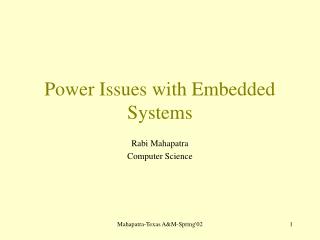 Power Issues with Embedded Systems