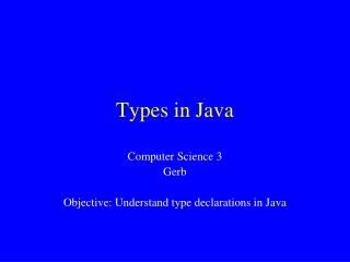 Types in Java