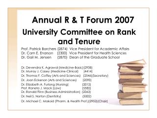 Annual R &amp; T Forum 2007