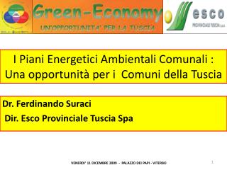 I Piani Energetici Ambientali Comunali : Una opportunità per i Comuni della Tuscia