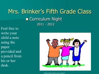 Mrs. Brinker’s Fifth Grade Class