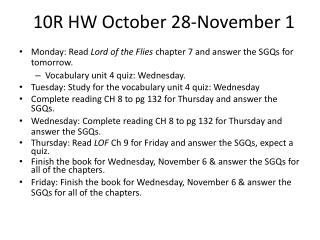 10R HW October 28-November 1