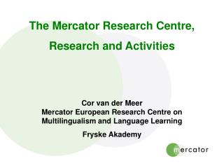 The Mercator Research Centre, Research and Activities