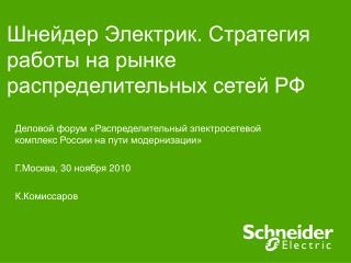 Шнейдер Электрик. Стратегия работы на рынке распределительных сетей РФ