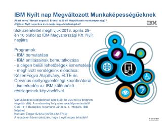 IBM Nyílt nap Megváltozott Munkaképességűeknek