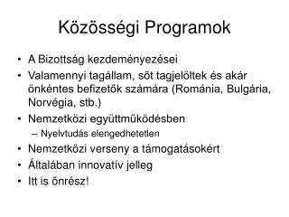 Közösségi Programok