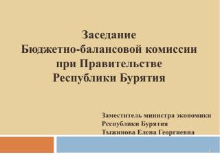 Заместитель министра экономики Республики Бурятия Тыжинова Елена Георгиевна