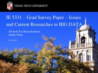 IE 5331 – Grad Survey Paper – Issues and Current Researches in BIG DATA