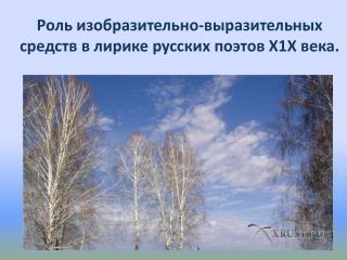 Роль изобразительно-выразительных средств в лирике русских поэтов Х1Х века.