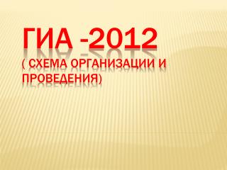 ГИА -2012 ( схема организации и проведения)