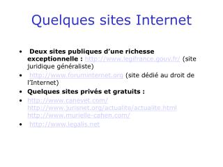 Quelques sites Internet