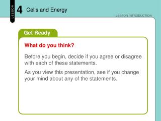 Cells and Energy