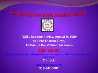 Test Tips for the TOEFL Reading Section