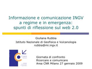 Informazione e comunicazione INGV a regime e in emergenza: spunti di riflessione sul web 2.0