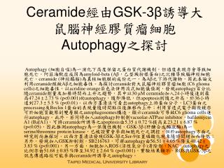 Ceramide 經由 GSK-3β 誘導大鼠腦神經膠質瘤細胞 Autophagy 之探討