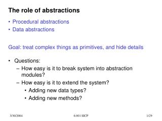 The role of abstractions