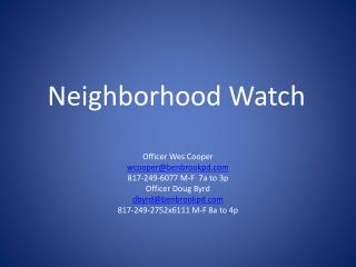 Neighborhood Watch