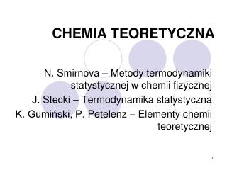 CHEMIA TEORETYCZNA