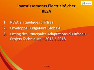 Investissements Electricité chez RESA