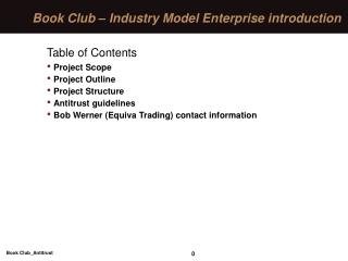 Book Club – Industry Model Enterprise introduction