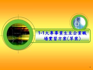 1-1 大專畢業生至企業職場實習方案 ( 草案 )