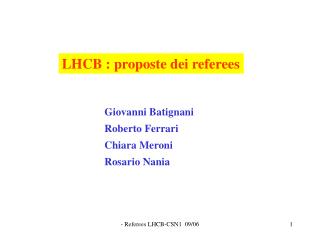 LHCB : proposte dei referees