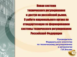 Руководитель Федерального агентства по техническому регулированию и метрологии Г.И.Элькин