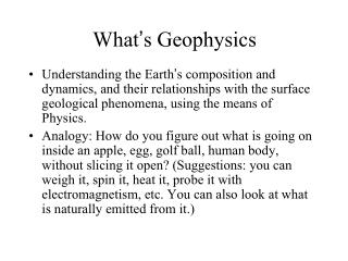 What ’ s Geophysics