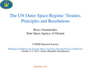 UNIDIR Regional Seminar Building Confidence for Eurasia Space Activities through Norms of Behavior