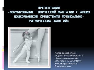 Автор разработчик – педагог дополнительного образования высшей категории МБСОУ № 37