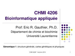 CHMI 4206 Bioinformatique appliquée