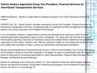 Patrick Gaskins Appointed Group Vice President