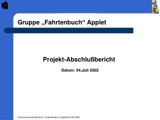 Gruppe „Fahrtenbuch“ Applet