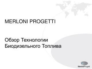 MERLONI PROGETTI Обзор Технологии Биодизельного Топлива