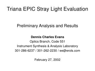 Triana EPIC Stray Light Evaluation
