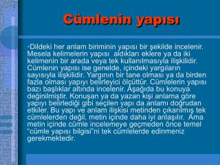 Cümlenin yapısı