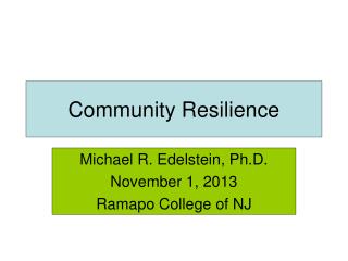 Community Resilience