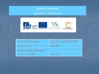 Výukový materiál zpracovaný v rámci projektu
