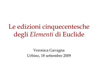 Le edizioni cinquecentesche degli Elementi di Euclide