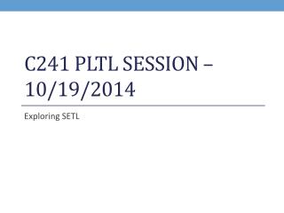 C241 PLTL Session – 10/19/2014