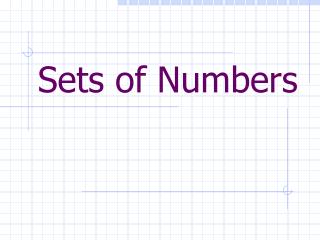 Sets of Numbers