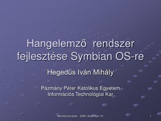 Hangelemző rendszer fejlesztése Symbian OS-re