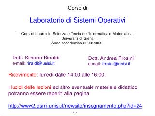 Corso di Laboratorio di Sistemi Operativi