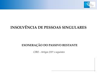 INSOLVÊNCIA DE PESSOAS SINGULARES